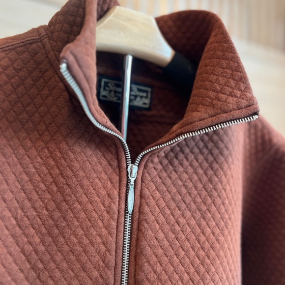 Quilted Bomber Style Rust Color Zip Sweatshirt - Picture 3 of 8